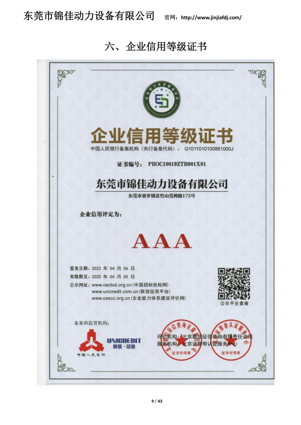 Industry Credit Rating AAA