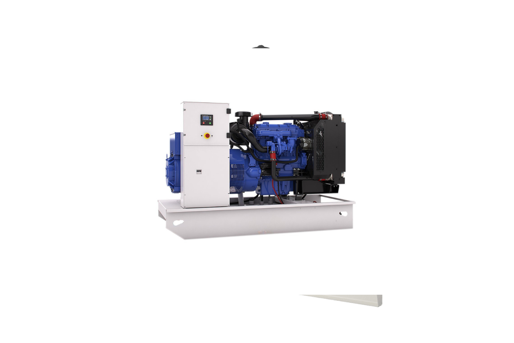 Perkins diesel generator set with blue engine and white control cabinet - professional industrial standby power unit