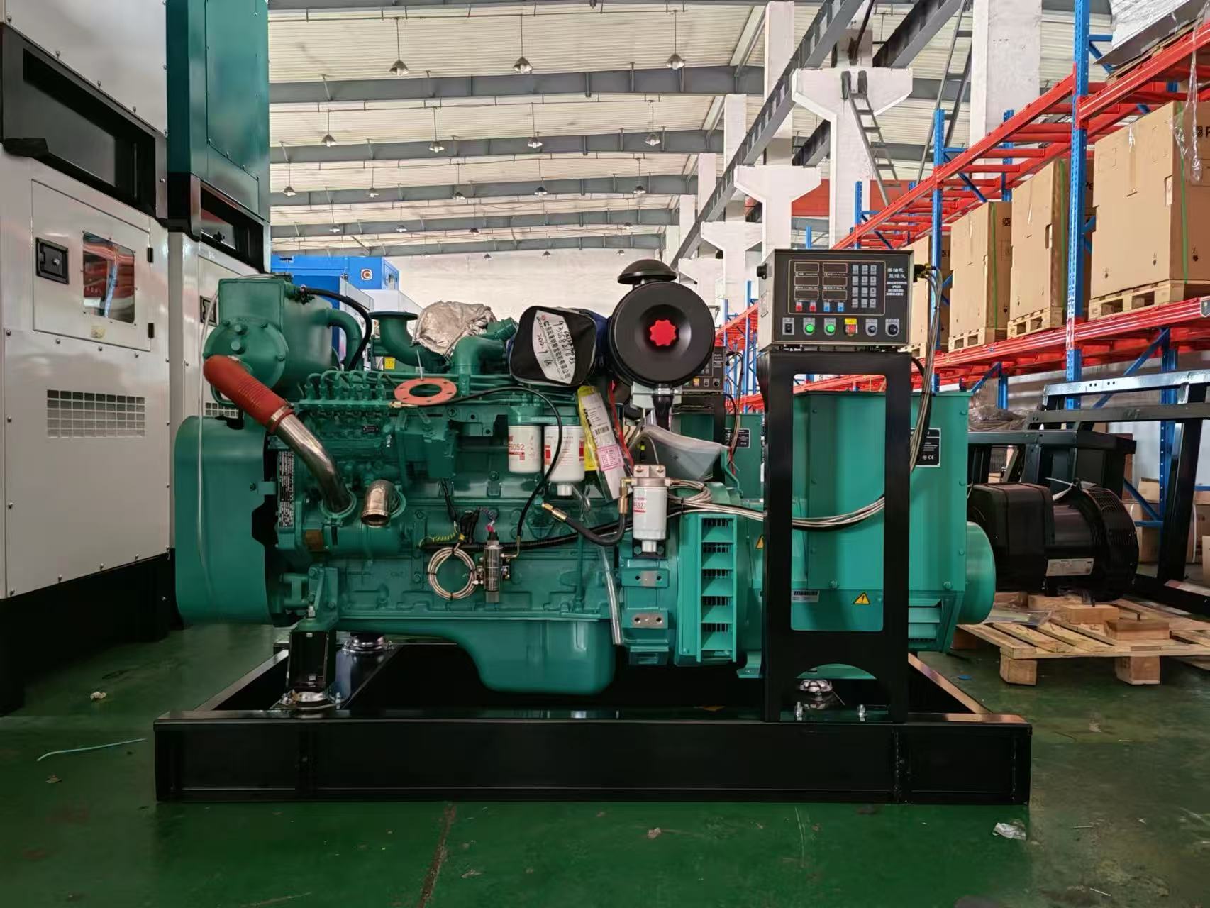 Marine diesel generator set with green Cummins engine - industrial grade power unit for cargo ships and offshore platforms